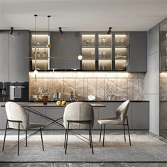 Grå moderna PVC -köksskåp